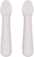 Lalo 2-Piece Baby Spoons Set - Lavender Silicone, Dishwasher Safe, Ages 4 Months+