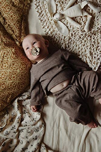 BIBS Pacifiers Colour Collection | Natural Rubber Baby Pacifier | Set of 2 BPA-Free Soothers | Made in Denmark | 0+ Months (Pack of 2) | Sand/Iron
