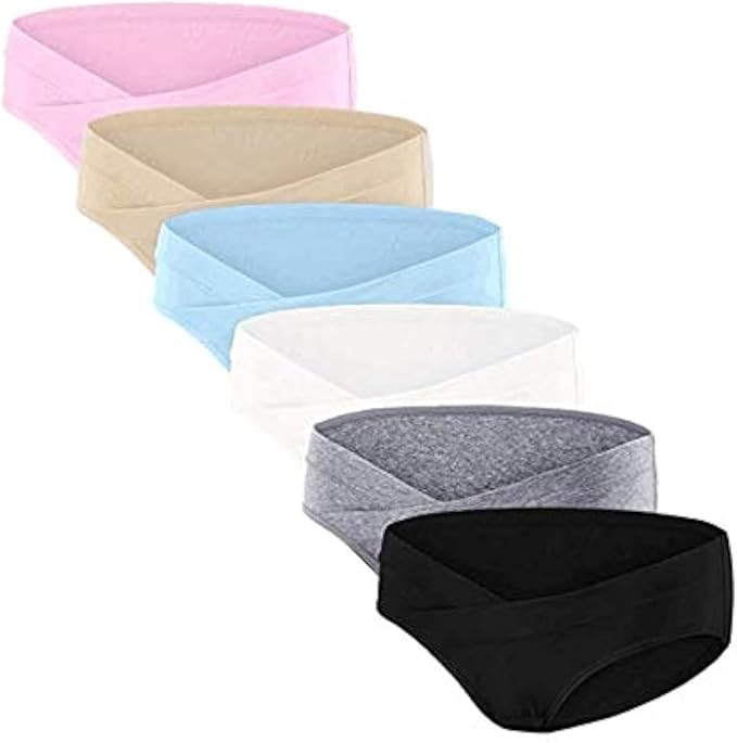 Angelhood 6 Pack Womens Cotton Maternity Underwear,Healthy Maternity Pregnancy Panties Postpartum Mother Under Bump Underwear