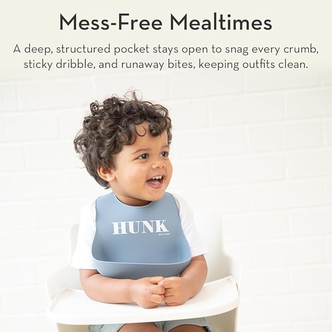 Bella Tunno Baby Bib for Eating, Waterproof Silicone Bib with Large Food Catcher, Adjustable Fit for Babies 4-12 months & Toddlers 1-3 Years, Boys & Girls, Pick Me Up