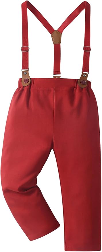 Boarnseorl Baby Boys Pants Sets,Toddler Gentleman Outfits, Infant Long Sleeve Shirt + Pants + Bow Tie + Suspenders
