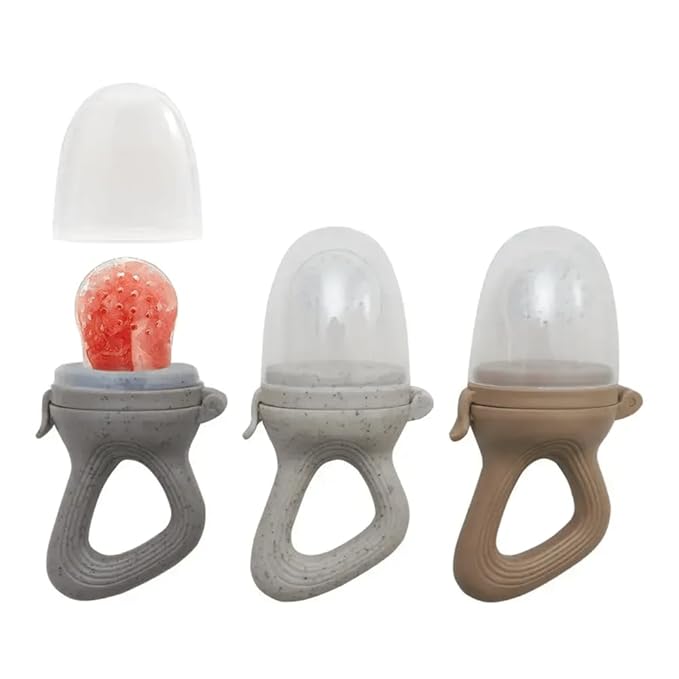 Avee & Co Silicone Teething Pacifier and Fresh Fruit Feeder, Baby Pacifier for Teething, Toddler Teething Toy (Grey)