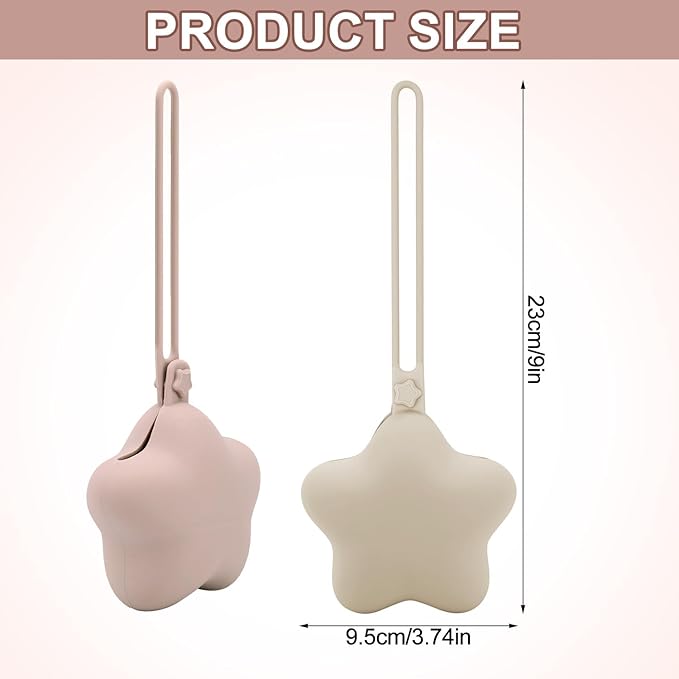 2pcs Star Pacifier Holder Case, Silicone Portable Pacifier Case Pacifier Container Case for Newborn Baby Boys Girls (Skin Color, Pink)