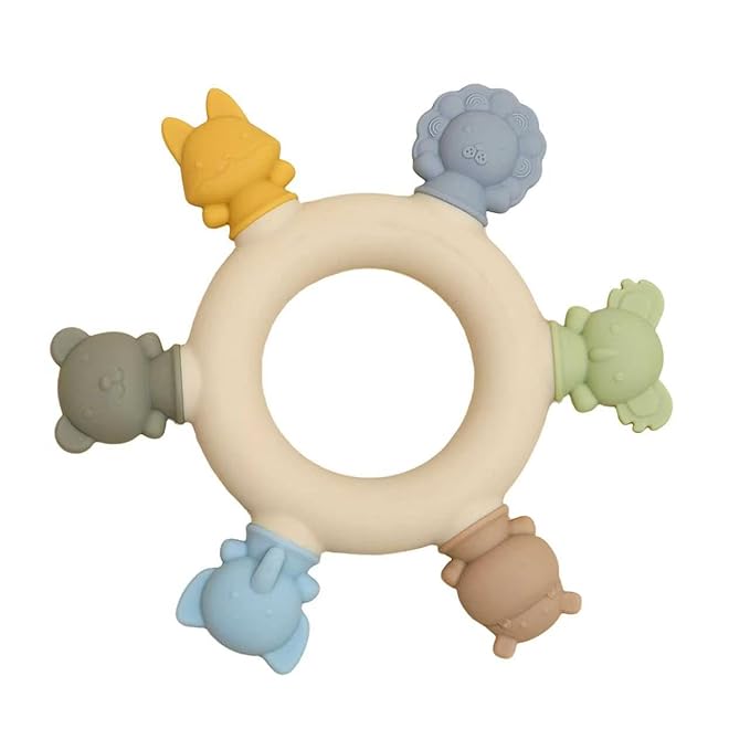 Baby Teething Toys 6-12 Months Teethers for Babies 3-6 Months Soft Cute Animals for Newborn Infants Food-Grade Silicone Baby Essential Chew Toys for Tiny Hands Easy Grip Teething Relief BPA Free