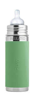 Pura Kiki 7oz Stainless Steel Insulated Infant Bottle – Includes Silicone Medium-Flow Nipple & Sleeve – Anti-Colic, Plastic-Free, MadeSafe Certified