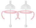 Botabee Straw Transition Cup Kit for Comotomo Baby Bottles | Conversion Kit Fits 5 & 8 Ounce Bottles | Soft, Silicone Straw Top Bottle Nipple & Weighted Straw to Help Baby - Pack of 2 (Pink)
