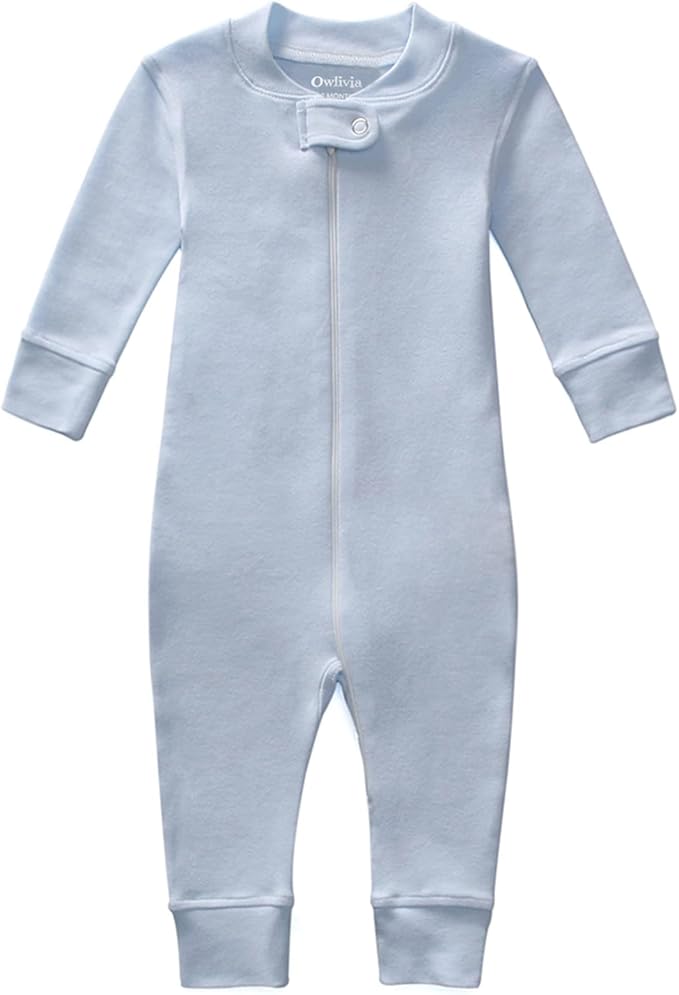 Owlivia Organic Cotton Baby Boy Girl Zip up Sleep 'N Play Pjs, Footless, Long Sleeve
