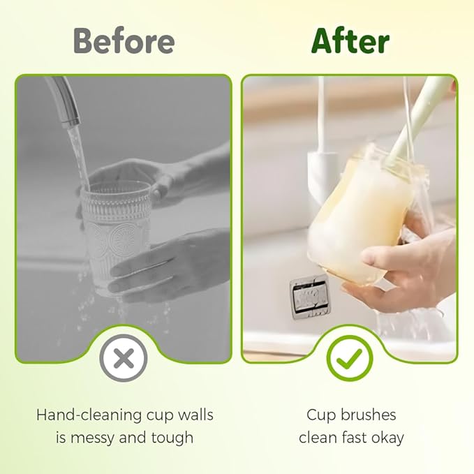 5 in 1 Bottle Cleaning Brush, Multifunctional Water Bottles Cleaner Brushs Portable Bottle and Lid Cleaning Brush Tool, Straw Cleaner Brushs for Baby Bottles Tumblers Glass Cups (2, White)