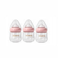 Glass Baby Bottles,Anti Colic Breastfeeding Bottle with Natural Response Nipple Size S,Wide Neck Slow Flow Baby Bottle for Baby,Newborn,Preemie 0-3 0-6 Month,BPA Free (Pink, 4 Ounce，3 Pack)