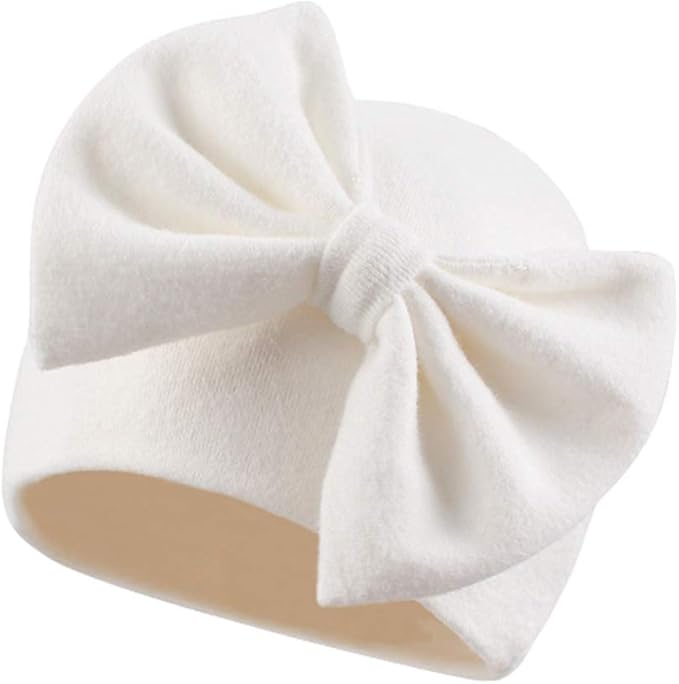 Bamery Newborn Baby Girl Hat Cotton Baby Bow Beanie Preemie Hats Spring Infant Hats for Girls 0-12 Months