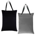 ALVABABY 2 Pack Large Wet Dry Bag Waterproof Hanging Cloth Diaper with Double Zippered Pockets 25x18 inches (Black and grey)