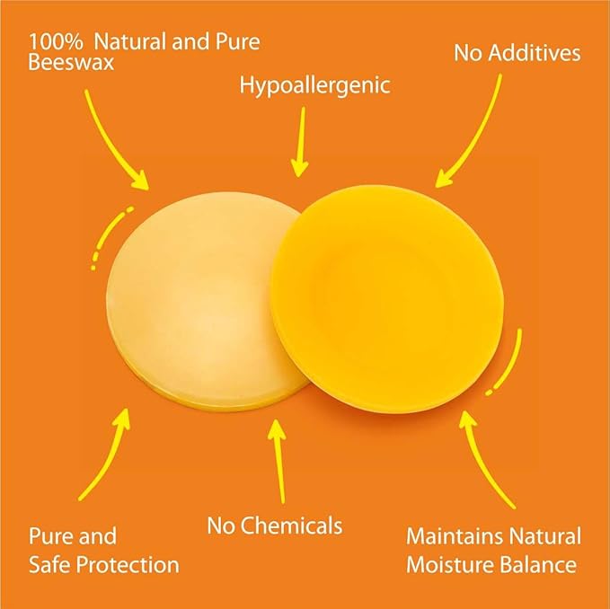 Natural Beeswax Nipple Shields – Beeswax Nursing Cups - Nipple Protectors - -Beeswax Nipple Covers for Breastfeeding - Safe for Baby and Mom