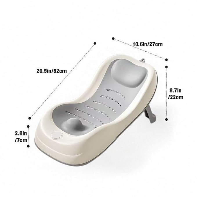 PandaEar Baby Bath Support, Foldable Infant Bathtub for Newborn Babies 0-6 Months, Soft Sink Baby Bath Tub (Grey)