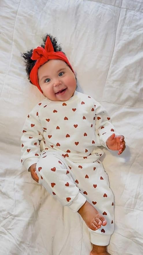 Fernvia Toddler Baby Girl Clothes 3 6 9 12 18 24 Months Fall Outfits Solid Long Sleeve Sweatshirt Tops + Pants Set