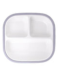 BABELIO 8'' Toddler Porcelain Plates with Silicone Suction Sleeves, Lead & BPA Free, Divided, Microwave & Dishwasher Safe, Stay Put, Suitable for Kids/Babies, Grayish Purple