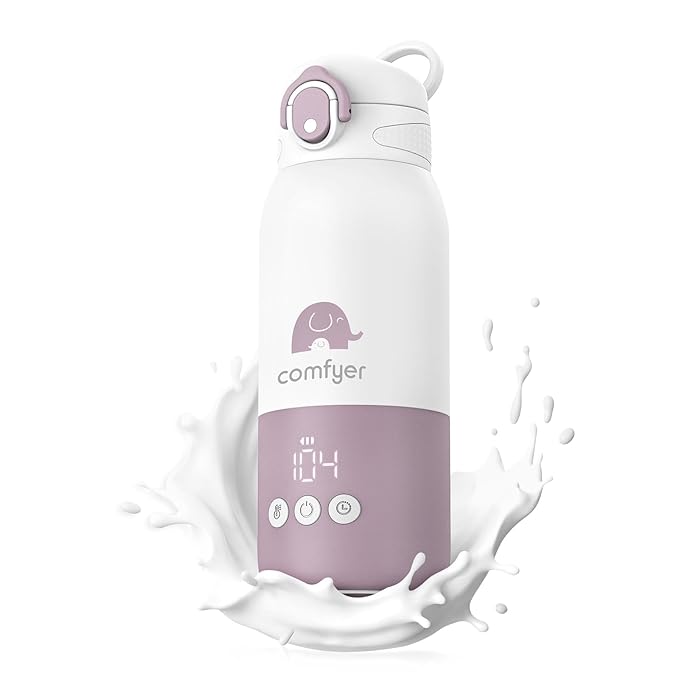 Portable Baby Bottle Warmer for Travel, Portable Milk Warmer with Fast Heating & Long Battery Life, Instant Breast Milk, Formula/Water Bottle with 12 Ounces Big Capacity, Baby Flask for Vehicle