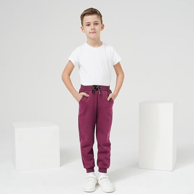 3 Pack Boy's and Girl's Fleece Pull on Jogger Sweatpant with Pockets and Drawstring 2-13 Years