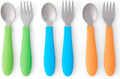Elk and Friends Kids Silverware with Silicone Handle | Childrens Safe Flatware | Toddler Utensils | Baby Spoons + Forks | Stainless Steel Cutlery