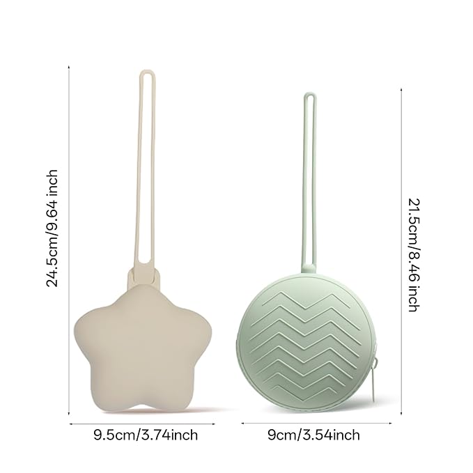 Silicone Pacifier Holder Case for Girl and Boy, Baby Pacifier Storage Case, BPA Free Portable Silicone Pacifier Holders for Travel, 2 Pack, Khaki + Green