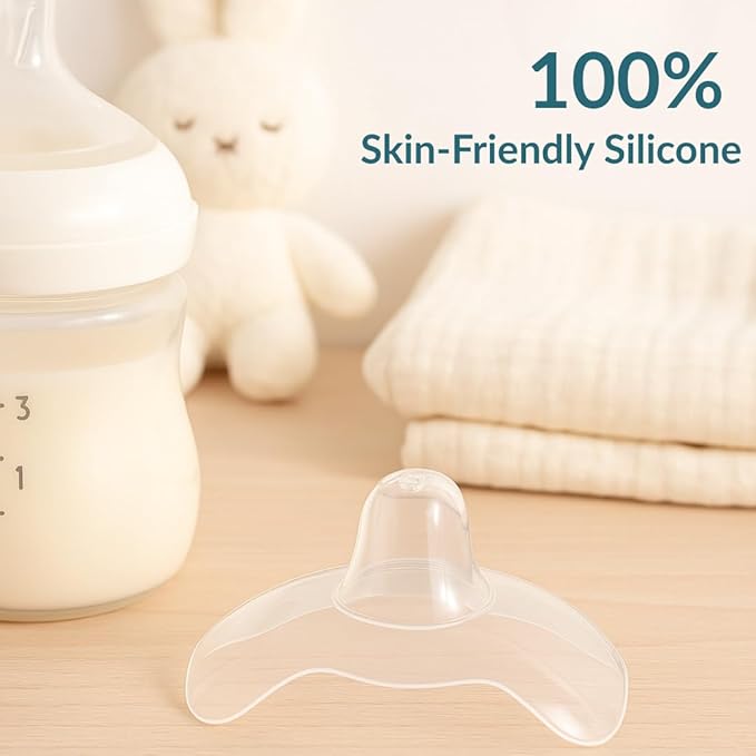 Snugell Wing-Shaped Nipple Shields| Ultra-Thin Silicone Shields for Nursing | 2-Pack with Protective Case | Designed for Use with Flat or Inverted Nipples (Medium)