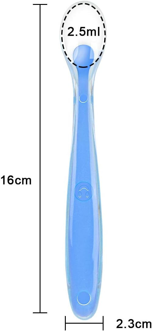 Vicloon Baby Silicone Spoons, 5 PCS Baby Training Feeding Spoons for First Stage 4 Months Toddlers, Infants Utensils Feeding Supplies, Soft Tip BPA Free Gum-Friendly Dishwasher Boil-Proof