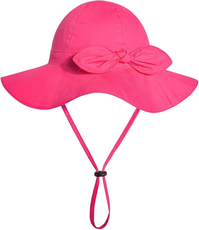 Baby Girl Sun Hat with UPF 50+ Outdoor Adjustable Beach Hat with Wide Brim Bucket Hats