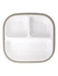 BABELIO 8'' Toddler Porcelain Plates with Silicone Suction Sleeves, Lead & BPA Free, Divided, Microwave & Dishwasher Safe, Stay Put, Suitable for Kids/Babies, Silver Gray