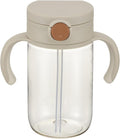 Richell On-the-Go Sippy Cup with Silicone Straw and Removable Handles, 10 oz, Easy Grip for Infant-Toddlers Oat