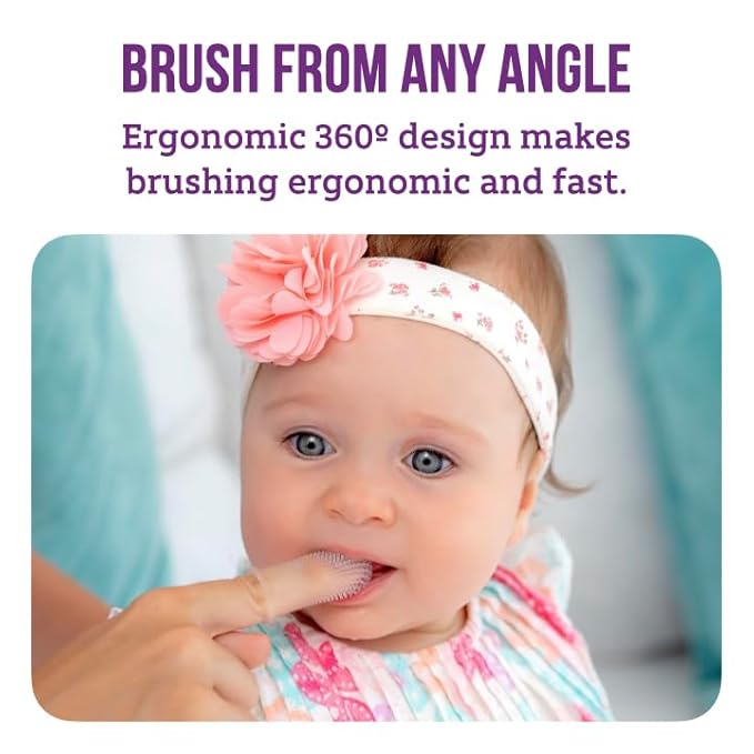 Baby Toothbrush, 360 Degree Bristle Silicone Baby Toothbrush 6 to 12 Months, and Toddler Toothbrushes 1-2, Set of 2 - Clear