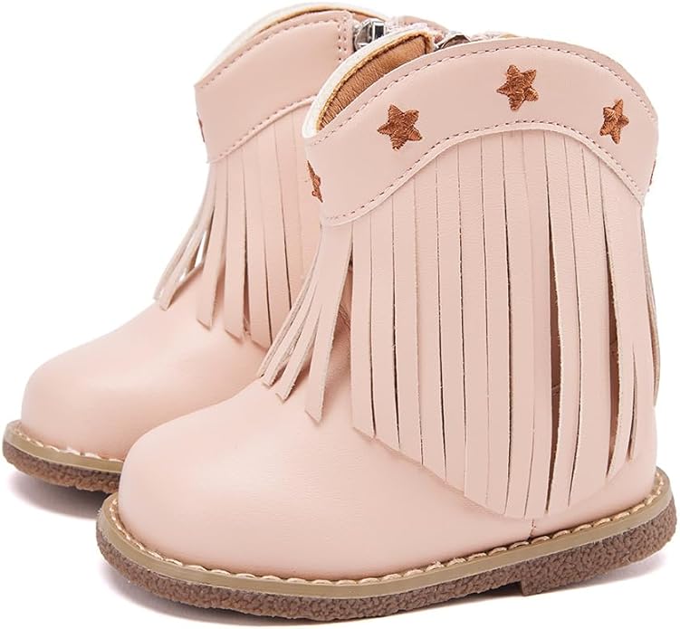 BMCiTYBM Baby Cowboy Cowgirl Boots Infant Western Shoes Boys Girls Round Toe Boots All Seasons 6-24 Months