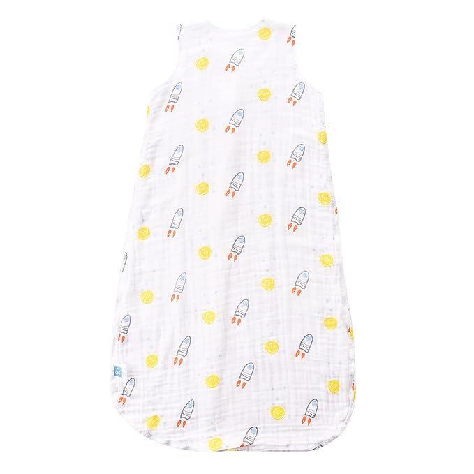 TADO MUSLIN Toddler Sleep Sack 2-4T, 0.5 TOG Lightweight Wearable Blanket, 100% Organic Cotton Muslin, Sleeveless, 2-Way YKK Zipper, OEKO-TEX Certified, Rocket