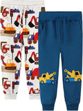 LOKTARC 2 Pack Boys Drawstring Sweatpants Cute Pattern Cotton Sport Jogger Pants