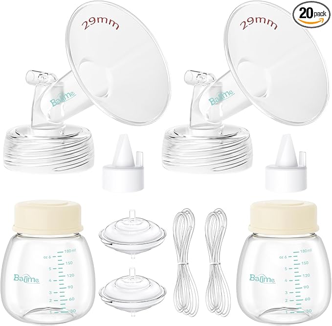Breast Pump Parts Compatible with Spectra S1/S2/9 Plus, Not Original Accessories, Full Set Replacements Include 29mm Flanges, Valves, Backflow Protectors (Duckbills Included), Tubings and Bottles