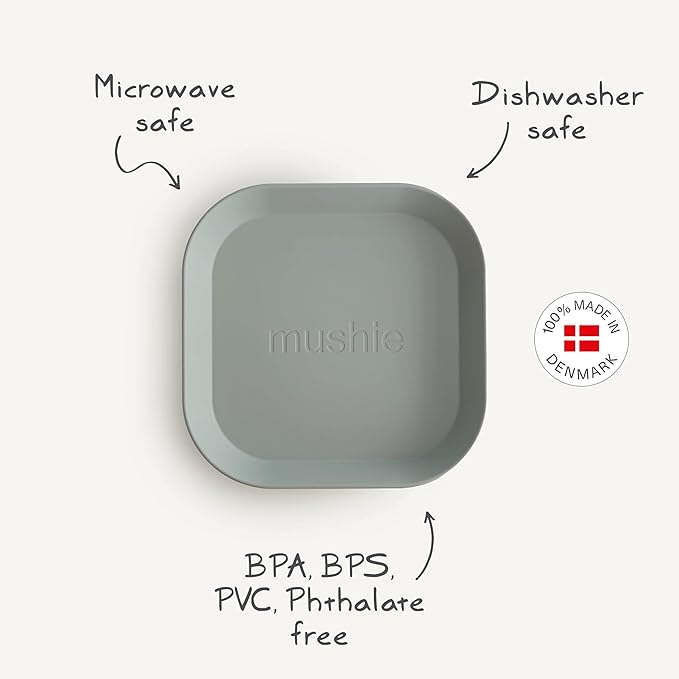 mushie Square Dinnerware Plates for Kids | Made in Denmark, Set of 2 (Blush)
