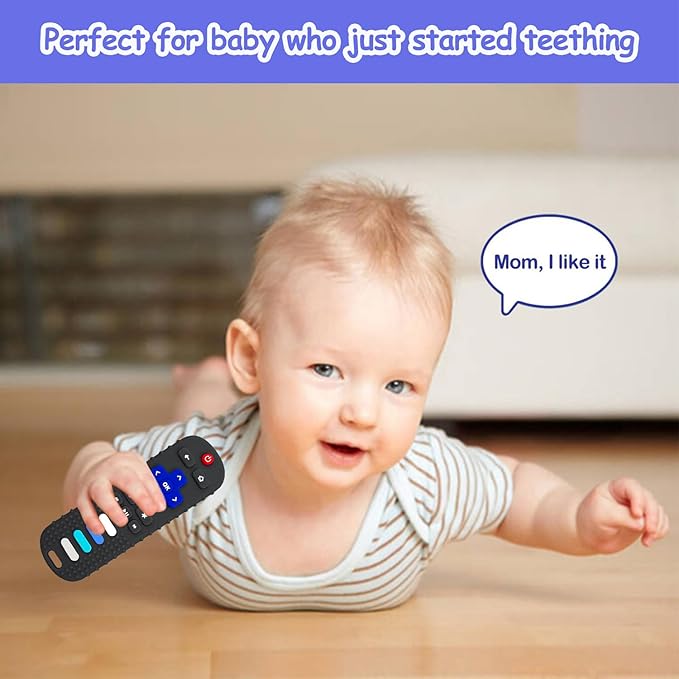 Baby Teething Toys, Food Grade Silicone Teethers for Babies 3-6 Month, 6-18 Months, TV Remote Control Shaped Teething Toy, Chew Toys for Boys and Girls Teether Toys, Freezer BPA Free