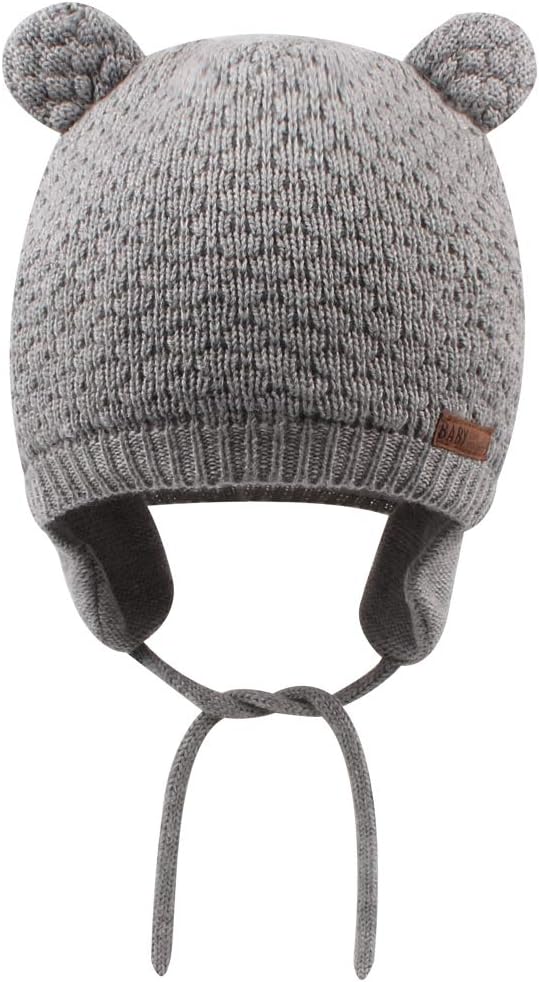 BAVST Baby Beanie Hat for Winter with Earfalp Cute Bear Kids Toddler Girls Boys Warm Knit Cap 0-2Years