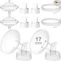 Breast Pump Accessories Kit - 17mm Flange Set Compatible with Spectra S1/S2/Motif Luna, Includes Valves, Tubing & Backflow Protectors