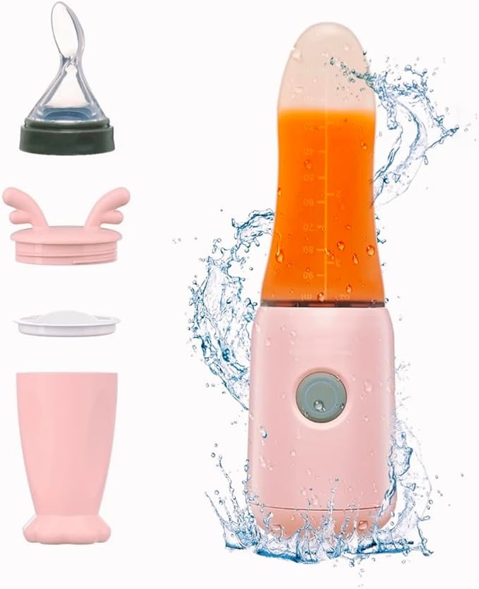 Socila Portable Baby Food Maker with Silicone Squeeze Spoon, Baby Food Processor, Blender for First Stage Baby Feeding - Liquid or Semi-Liquid Options