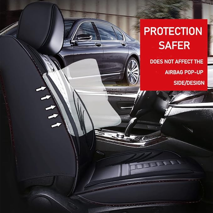 Auto Front Seat Covers fir for Suzuki 1999-2025 95% Models, 3D Front Split Bench Protection Compatible with Side Airbag Black & Black Line