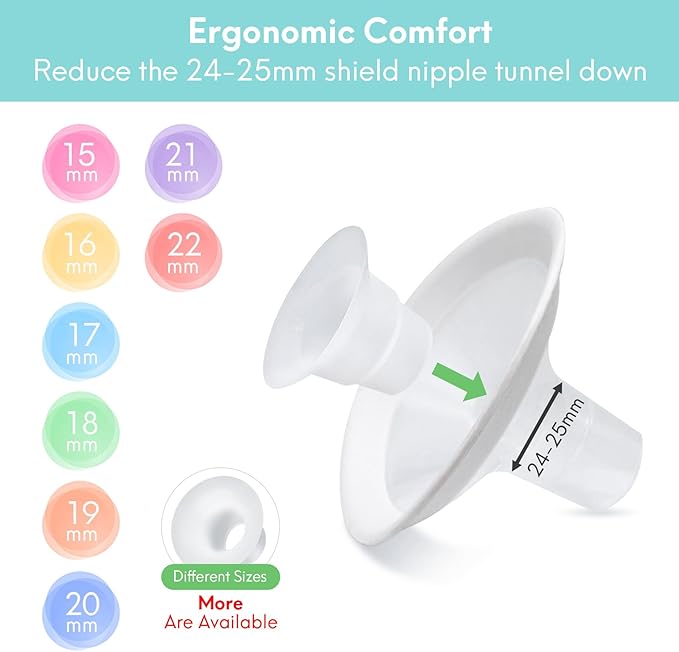 19mm Silicone Flange Inserts Compatible with Elvie Stride for Lansinoh for Medela for Spectra for eufy for Momcozy S9 S12 M5 M9 for Bellababy, Pump Parts Reduce 24-25mm elastic nipple to 19mm