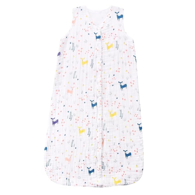 TADO MUSLIN Toddler Sleep Sack 2-4T, 0.5 TOG Lightweight Wearable Blanket, 100% Organic Cotton Muslin, Sleeveless, 2-Way YKK Zipper, OEKO-TEX Certified, Cute Deer
