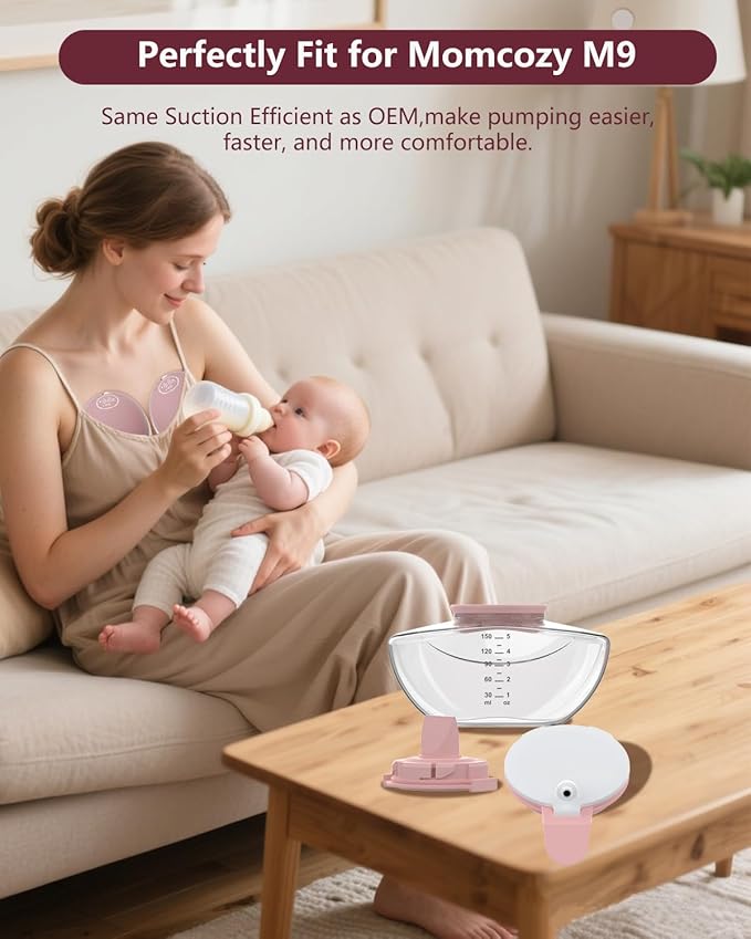 4PC Upgraded M9 Breast Pump Replacement Part, Including 4pcs Double-Layed Diaphragms for Momcozy Upgraded Mobile Flow | Upgraded M9,Breastfeeding Parts, Diaphragms, 4PC Red, Not Original Parts