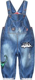KIDSCOOL SPACE Baby Little Kids Cute Denim Embroidered Fashion Jean Overalls
