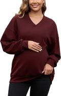 GINKANA Maternity Long Sleeve Shirts V Neck Sweatshirt Casual Tunic Tops Pregnancy Pullover with Pockets