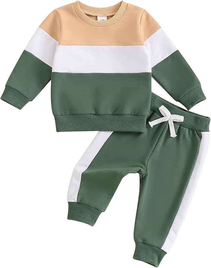 Toddler Baby Boy Fall Outfits Long Sleeve Crew Neck Pullover Sweatshirt + Jogger Pants Set Infant Winter Clothes