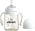 UBMOM No-spill, Backflow prevention Sippy Cup with Straw, PPSU Learner Cup with Handle for Baby and Toddlers, BPA free, 6.76oz (Cloud)