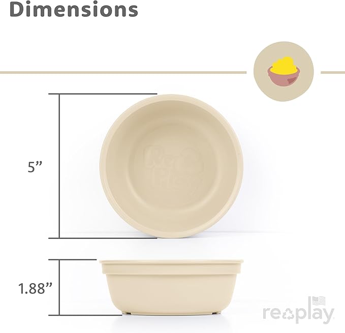 Re-Play 12 oz. Toddler Bowls Set of 4 - Kids Deep-Walled, Durable & Reusable Snack and Meal Bowls, Dishwasher & Microwave Safe, BPA-Free, Made in USA from Recycled Plastic, Grinchmas