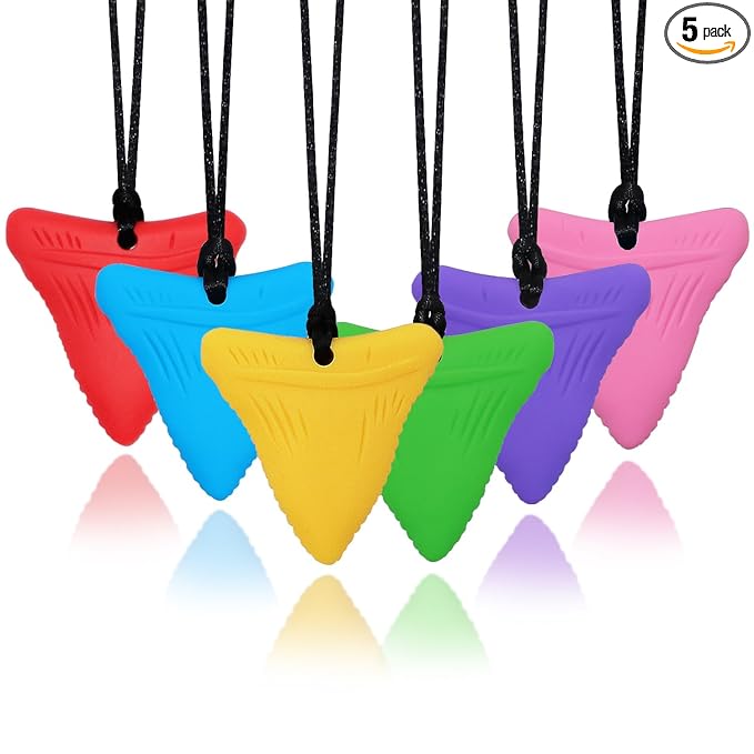 Chew Necklace for Kids Adults, Silicone Chew Toys for Kids Boys Girls with Anxiety Autism ADHD SPD Needs, Autism Sensory Necklaces for Chewing - 6 Pack
