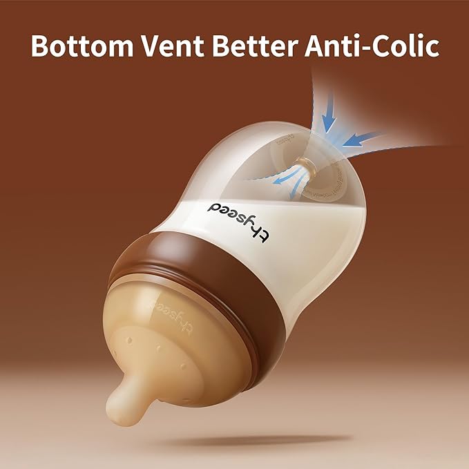 Thyseed Glass Natural Anti-Colic Baby Bottles | Newborn Breast Like Nursing Bottle for Breastfed Babies with Nipple (2+ Months), 8 Ounce, 1 Pack