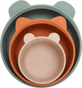 Ali+Oli Children's (3pc) Stackable Snack Bowl Set (Citrus Splash) BPA Free Food-Grade Silicone Bowls for Infant & Toddler
